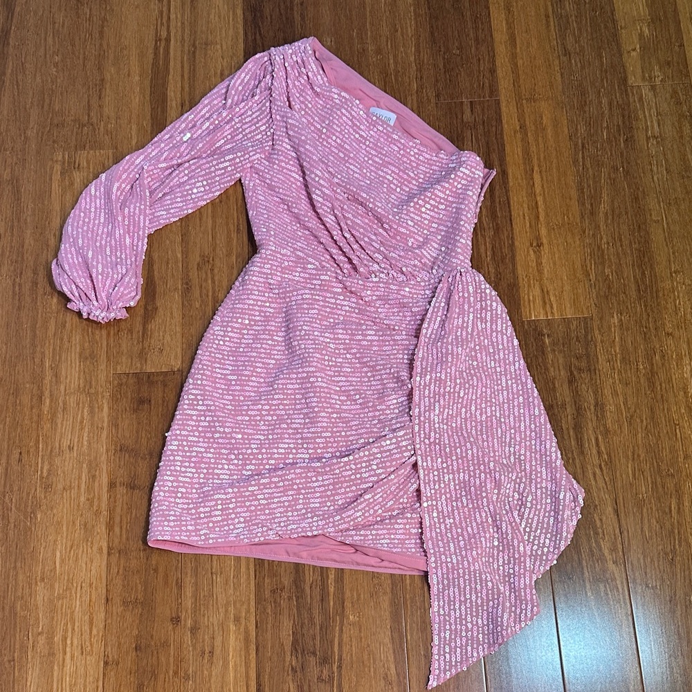LAST CHANCE OFFER: Gorgeous Shimmery SAYLOR Dusty Pink Sequin One-Shoulder Dress